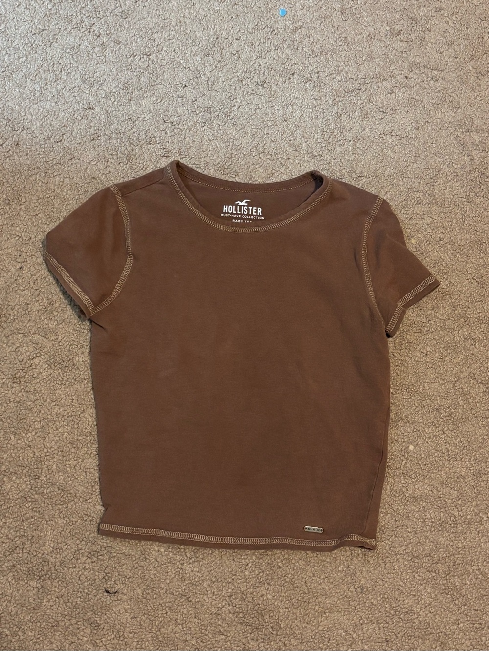 Hollister Brown Short Sleeve Crew Neck Tee